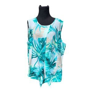 Chico's Black Label Front Tuck Tank Sz 3 ~ L (16-18) Tropical Dressy Lightweight
